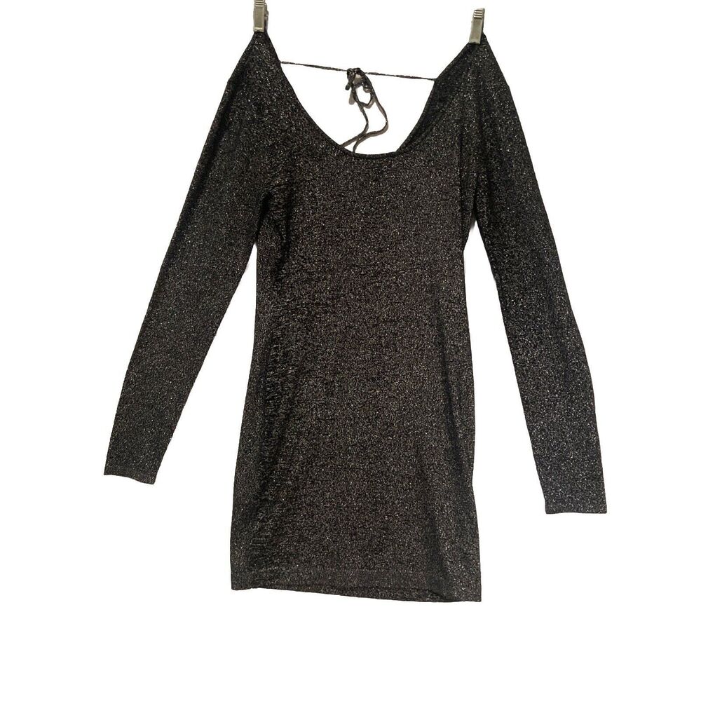 Black Glitter Long Sleeve Sheath Style Dress By Rock&republic Size XL